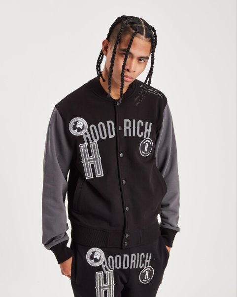 Hoodrich NZ Black/Iron Gate/Reflective OG Pacific Varsity Jacket