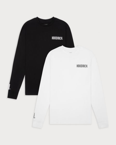 White/Black OG Core Long Sleeve T-Shirt 2 pack Hoodrich NZ