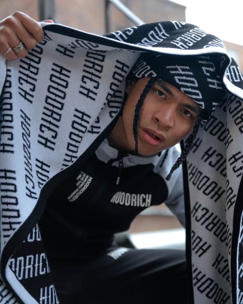Black/White OG Logo Beanie & Reversible Scarf Hoodrich NZ