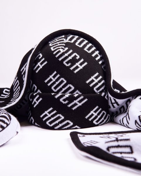 Black/White OG Logo Beanie & Reversible Scarf Hoodrich NZ